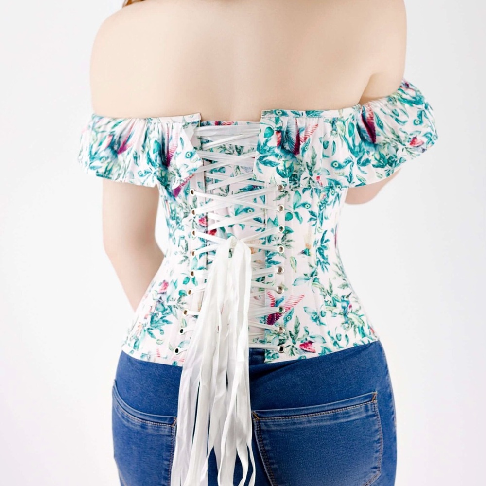 NWT Corset Story BIRDS OF PARADISE COLD SHOULDER COTTON CORSET TOP